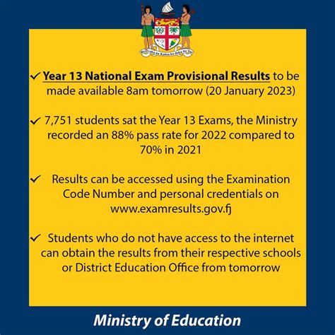 Year 13 National Examination results out online today .